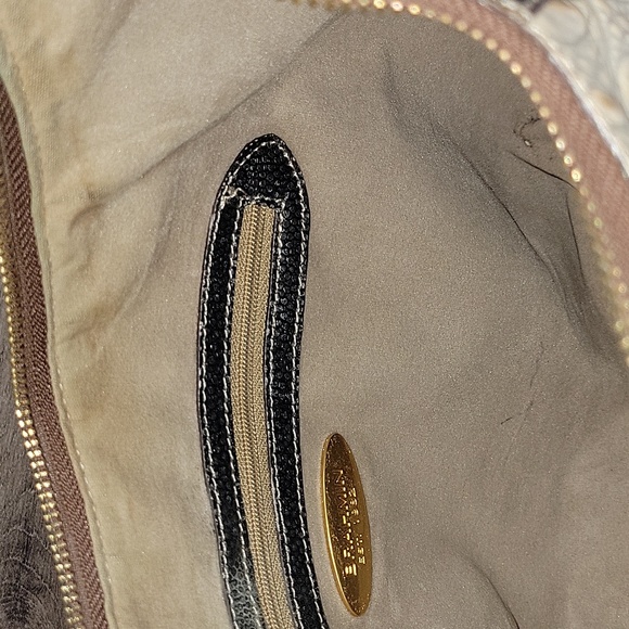 Brahmin Color Block Croc Embossed Leather Hobo Shoulder Bag - Picture 10 of 14